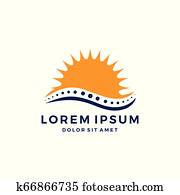 sun wave chiropractic logo back pain therapy vector download sun wave chiropractic logo back pain therapy vector download