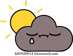 かわいい 漫画 太陽 そして 嵐の 雲 クリップアート 切り張り イラスト 絵画 集 K Fotosearch