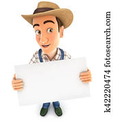 3d farmer holding a billboard 3d farmer holding a billboard