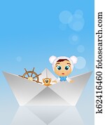 baby male on paper boat baby male on paper boat
