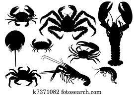 Collection of lobsters silhouette Collection of lobsters silhouette