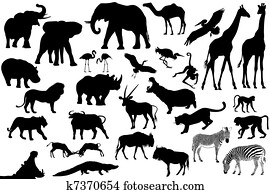 Collection of the African animals Collection of the African animals