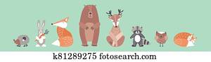 Cute animals in simple nordic style. Cute animals in simple nordic style.
