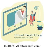 Doctor Consulting Patient Via Tablet Doctor Consulting Patient Via Tablet
