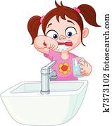 Girl brushing teeth Girl brushing teeth