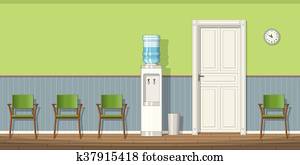 Illustration of a waiting room with chairs