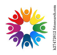 logotipo, trabalho equipe, cartão negócio