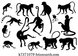 Monkey silhouettes collection Monkey silhouettes collection