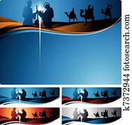 nativité, bannières, et, lettre