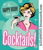 Retro style Cocktails poster Retro style Cocktails poster