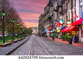 rio, rua, em, savannah, geórgia