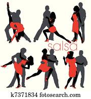 salsagruppe, silhouetten, satz salsagruppe, silhouetten, satz