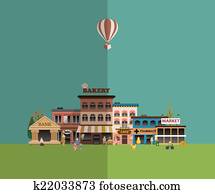 Set buildings of small business flat design Set buildings of small business flat design