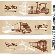 Sketch logistics and delivery banner set. Cardboard backgrounds. Sketch logistics and delivery banner set. Cardboard backgrounds.