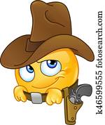 Smiling cowboy emoticon Smiling cowboy emoticon