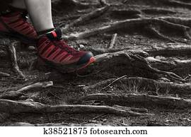 Standing on a rough terrain