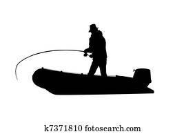 The fisherman fishes in a boat The fisherman fishes in a boat