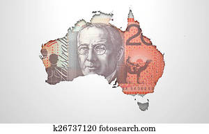 vertieft, land, landkarte, australia