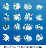 Wireless Technology Isometric Icons Wireless Technology Isometric Icons
