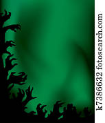 Crazy zombie night party. Hands silhouettes. Crazy zombie night party. Hands silhouettes.