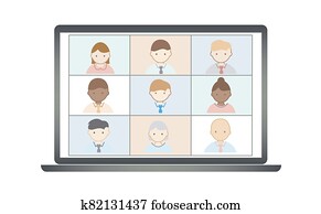 empresarios, remoto, trabajo, vector