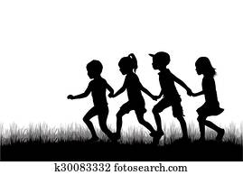 enfants, silhouette