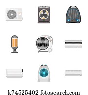 Ventilator icon set, flat style Ventilator icon set, flat style
