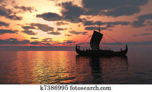 Viking Longship at Sunset Viking Longship at Sunset