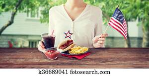 woman celebrating american independence day