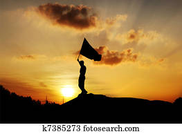 איש, להחזיק דגל, ב, שקיעה