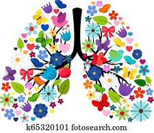 פרפרים, ו, קפוץ פרחים, במצב טוב, של, בן אנוש, ריאות