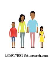 african american, 高兴的家庭, 四个人, 父母, 带, 两个孩子