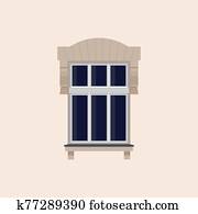 Antique window frame with decorative elements Antique window frame with decorative elements