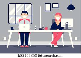 Business office people keep social distancing meeting room. Stop covid-19 coronavirus. New normal lifestyle in job. Business office people keep social distancing meeting room. Stop covid-19 coronavirus. New normal lifestyle in job.