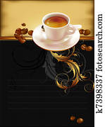 cup of coffee with ornate elements cup of coffee with ornate elements
