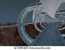 Futuristic city bridge Futuristic city bridge