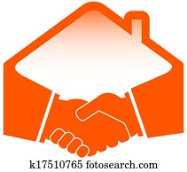 handshake with roof icon handshake with roof icon