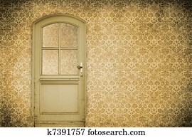 parede, com, antigas, porta parede, com, antigas, porta