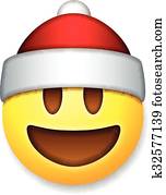 Winking emoticon with Santa hat Clipart | k7607873 | Fotosearch