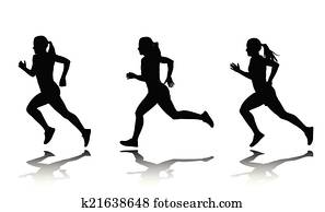 schaduwfiguur, van, female, sprinter