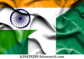 Waving flag of Nigeria and India