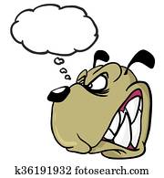 zornige, hund, mit, gedankenblase