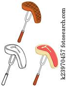 מזלג, עם, steak., אוסף, קבע