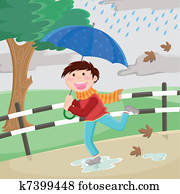 男孩, 冒雨