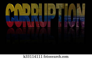 Corruption text with Colombian flag and currency illustration