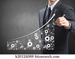 crescendo, economia, por, engrenagens