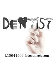 doctor hand drawing design word DENTIST as concept doctor hand drawing design word DENTIST as concept