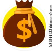 Vector Money Bag Flat Round Icon