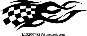 Black and white checkered flag in motion Black and white checkered flag in motion