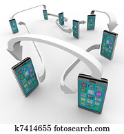 Connected Smart Phones Cell Phone Communication Links Connected Smart Phones Cell Phone Communication Links